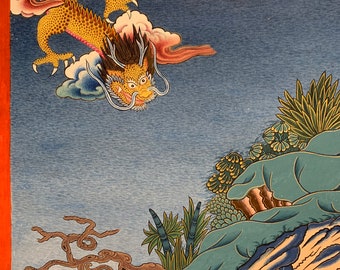 チベットタンカ　龍 チベットタンカ龍