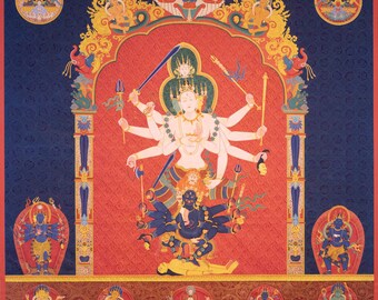 Monumental Siddhilaksmi by Sudarshan Suwal | 86" Temple Thangka | Real Mineral Pigments | Consecrated Sacred Paubha Painting