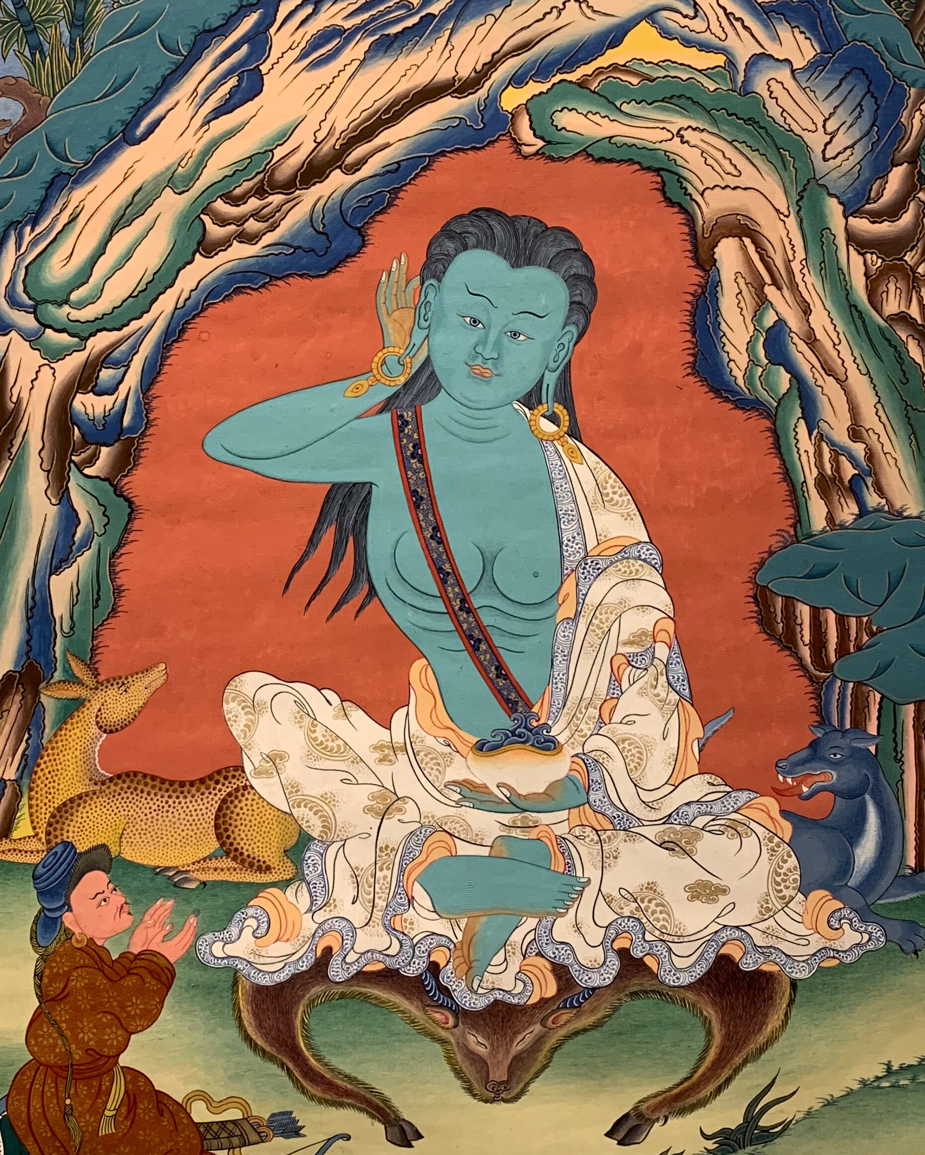 チベット刺繍のグルリンポチエ　タンカ　希少 ◇世界に1点だけ！マンダラ絵画◇現地より直送！僧侶・タンカ絵師