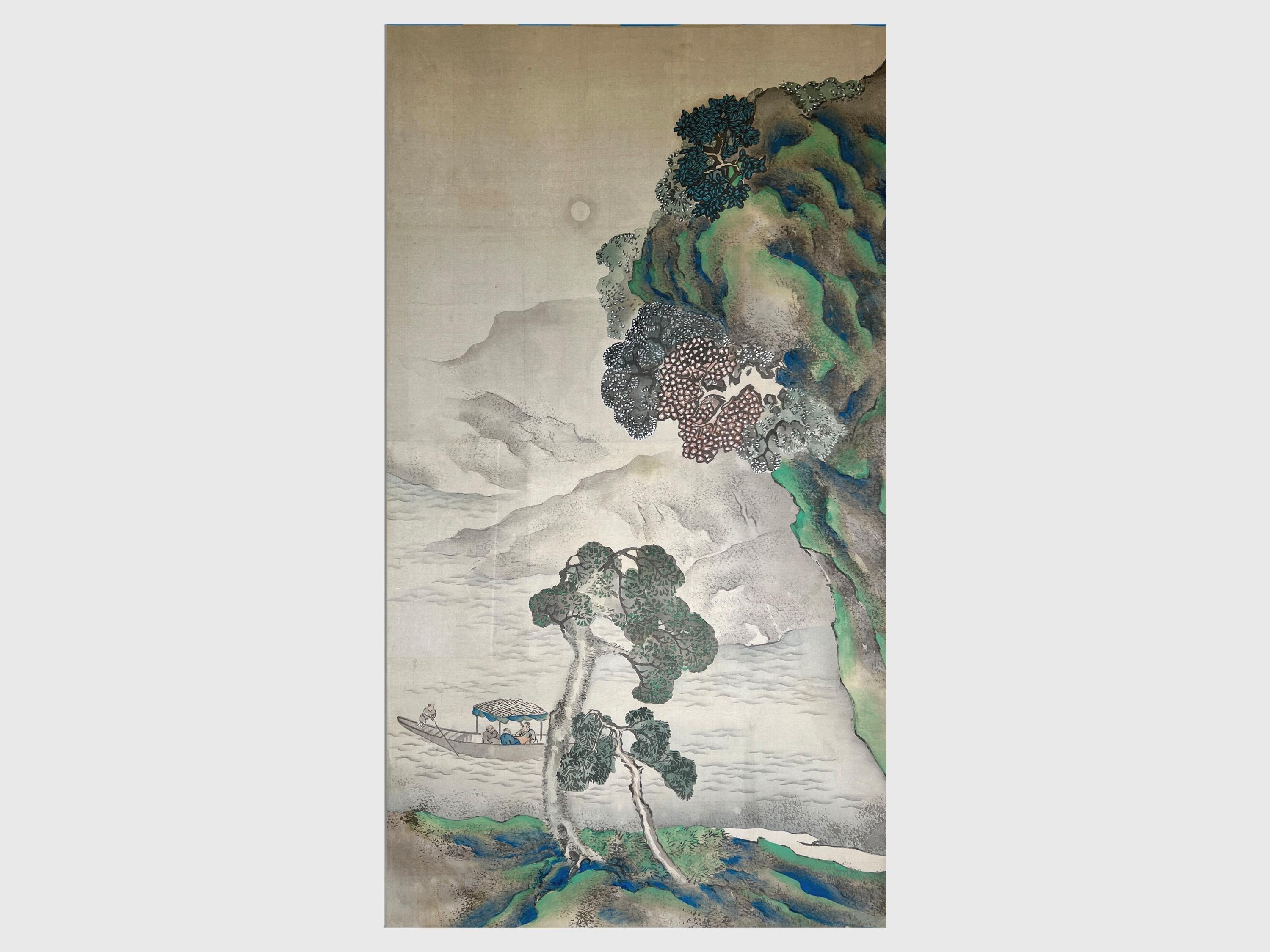 清代絹本画：青緑山水図、文人風、19世紀 - Etsy 日本