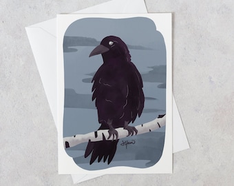 Old Winter Crow Greeting Card, Blank Inside