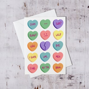 Candy Hearts Valentine&#39;s Greeting Card, Blank Inside