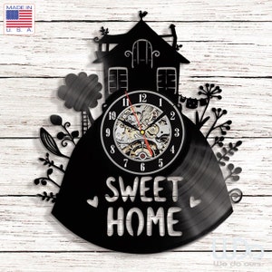 12&quot; Sweet Home Vinyl Records Wall Clock Perfect Gift Birthday Xmas