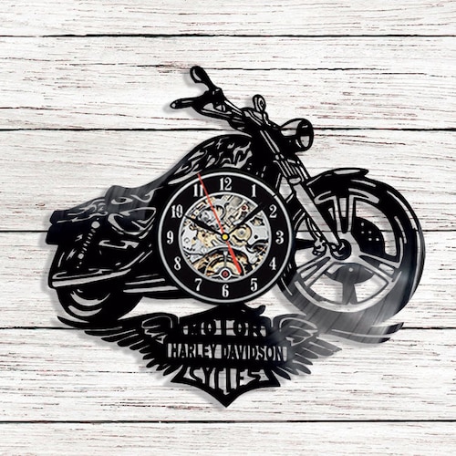 12 Harley Davidson Moto Vinyl Records Wall Clock Perfect Etsy