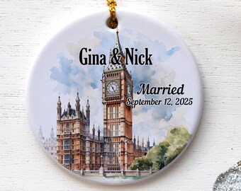 Vacation Ornament, England Ornament, Travel Ornament, Christmas Ornament, London Gift, London Christmas, Travel Souvenir, Engagement Gift