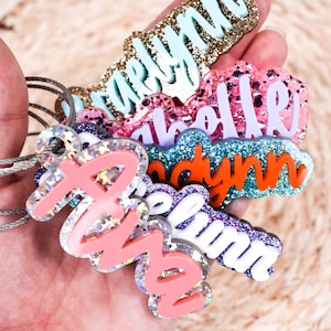 Acrylic Backpack Keychain, Custom Acrylic Tag, Kids Name Keychain, Lunch Box Tag, Personalized Tag, Water Bottle Tag, Bogg bag tag, Stocking
