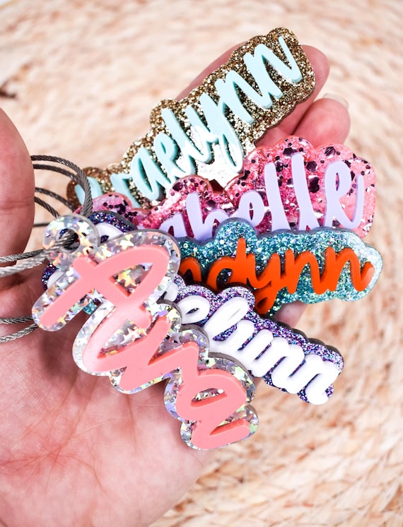 Acrylic Backpack Keychain, Custom Acrylic Tag, Kids Name Keychain, Lunch Box Tag, Personalized Tag, Water Bottle Tag, Bogg bag tag, Stocking