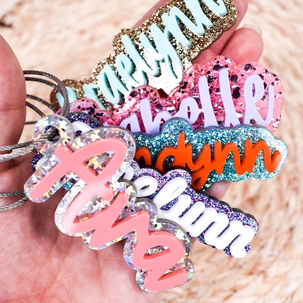 Acrylic Backpack Keychain, Custom Acrylic Tag, Kids Name Keychain, Lunch Box Tag, Personalized Tag, Water Bottle Tag, Bogg bag tag, Stocking
