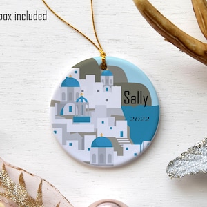 Greece Christmas Ornament/Greek Gifts/Greek Christmas/Greek Decor/Personalized Gifts/Travel Ornament/Christmas Ornaments/Custom Ornament