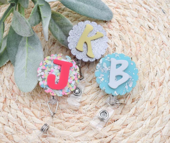Cute Circle Badge Reel, Custom Badge Reel, Retractable ID Badge, Nurse Badge Reel, Teacher Badge, Student Badge, Work Name Tag, Personalized
