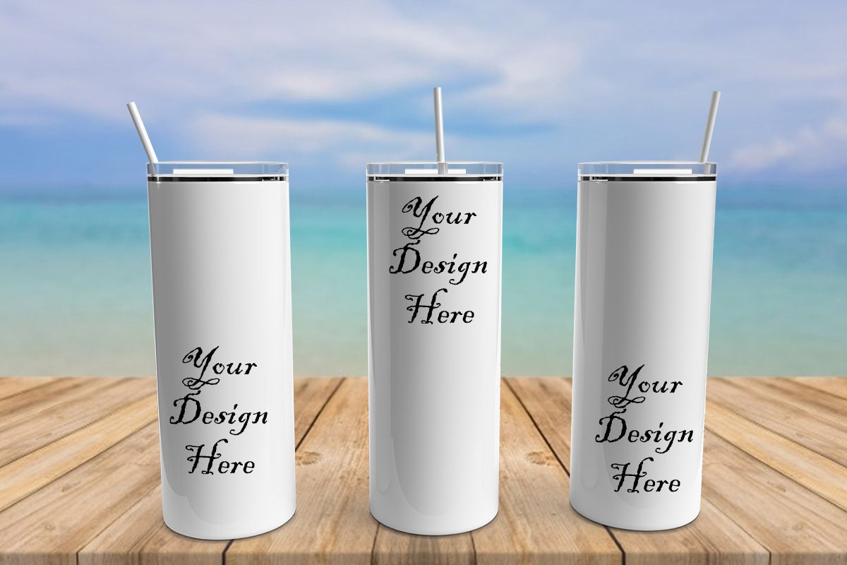 20 oz Skinny Tumbler MockupFull Wrap View MockupAdd Design