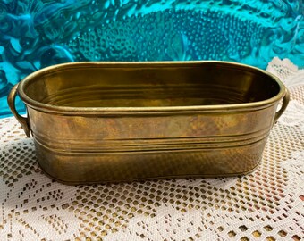 Brass Planters Hammered Oblong Planter Container Grape Design Brass Container Rustic Wedding Boho Brass Grapes Design Bohemian