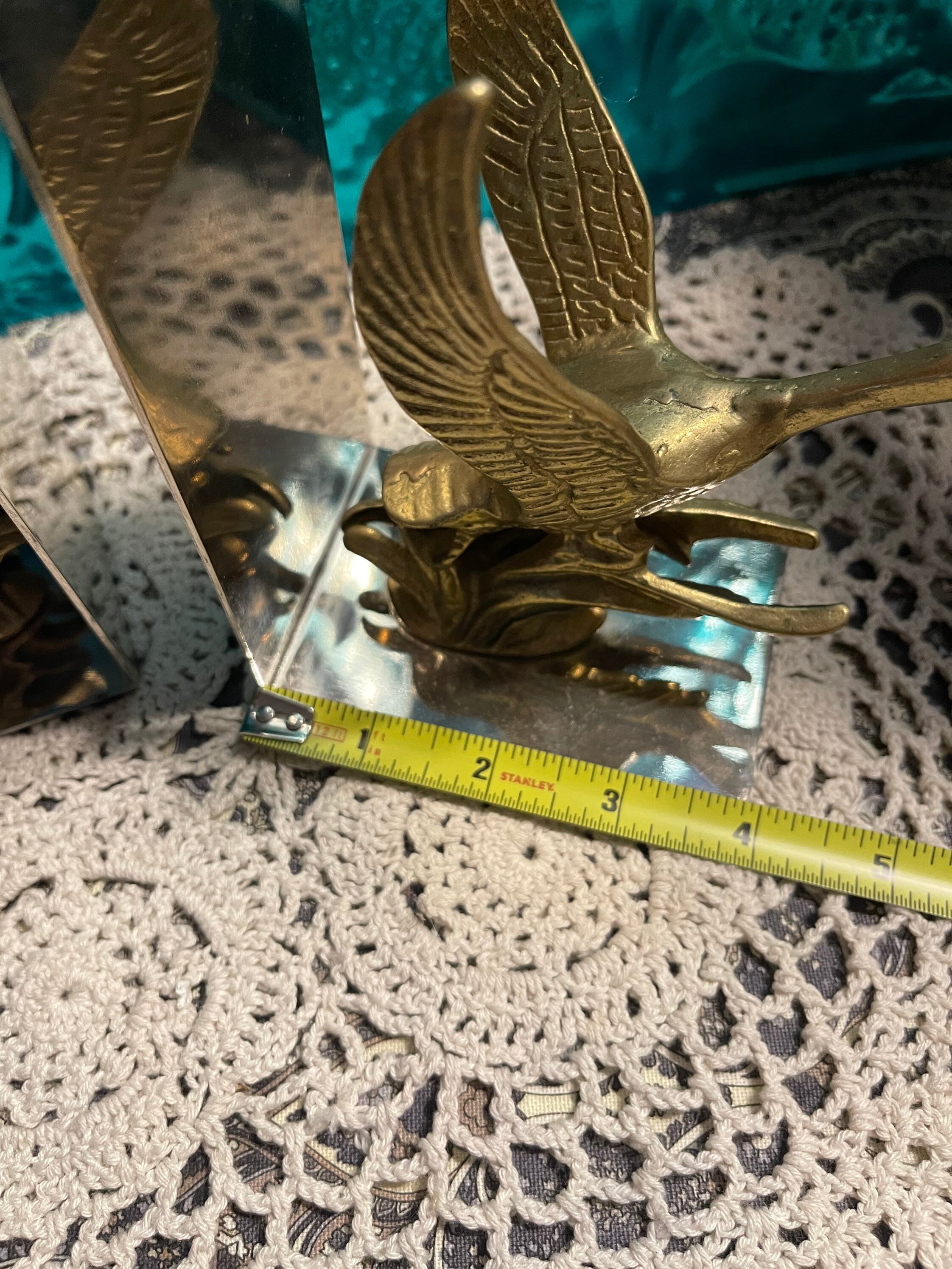 Paire de serre-livres en laiton vintage en forme d'oiseau d