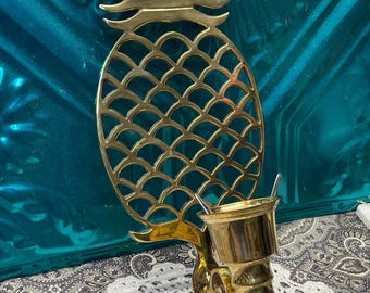 Vintage large heavy brass pineapple wall sconce