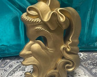 Vintage Small wall decor chalk ware mask - theatrical mask