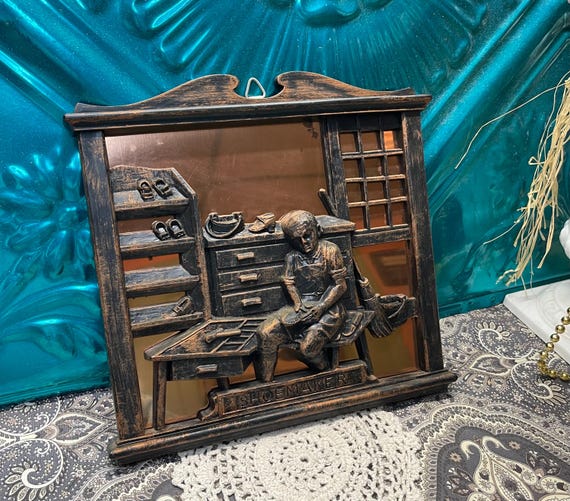 Vintage Copper Backplate Plastic Frame 3d Shoemaker Wall Plaque - Etsy