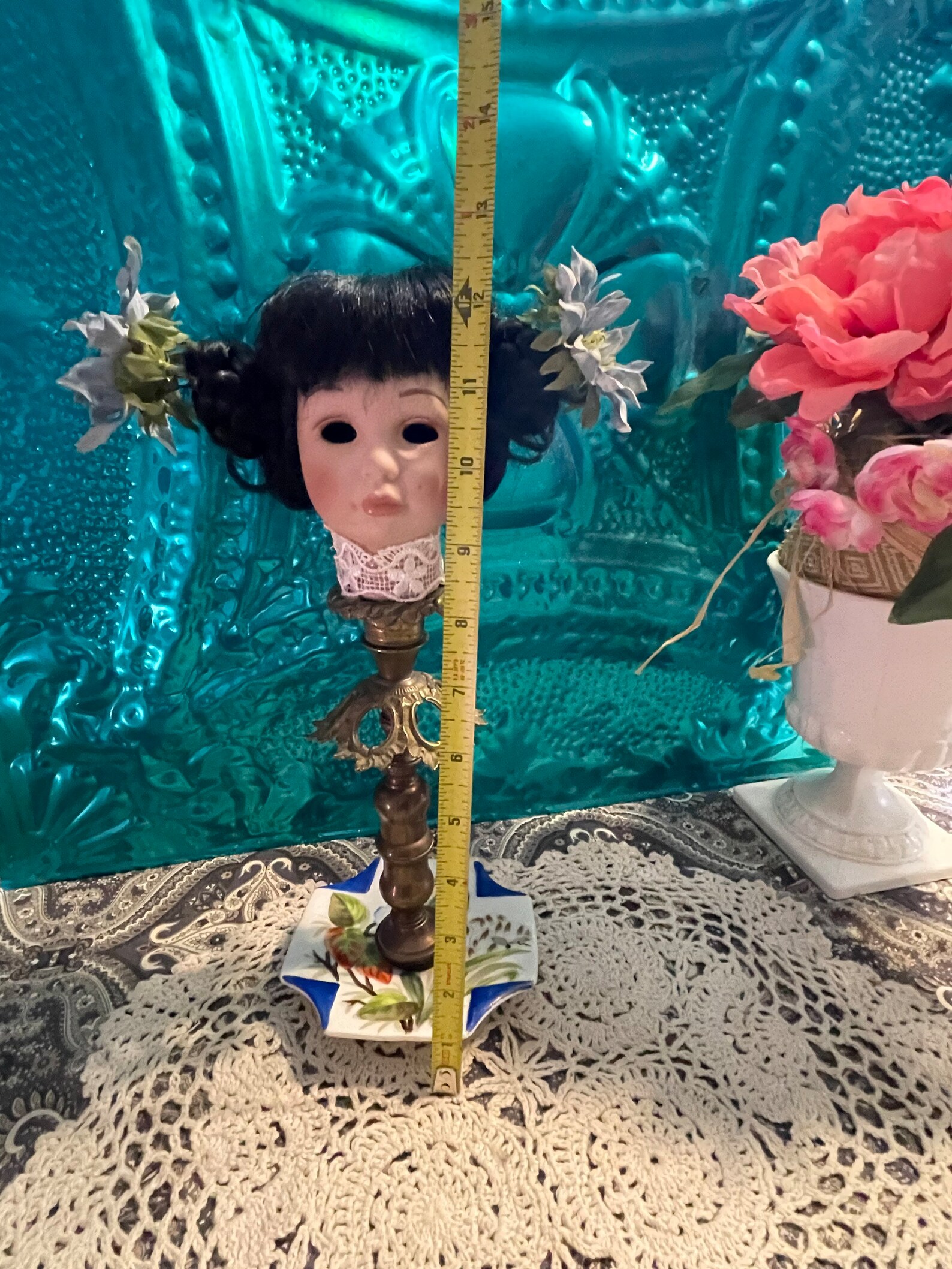 Doll Head Art Ceramic Doll Head on Brass and Ceramic Lamp Base Etsy