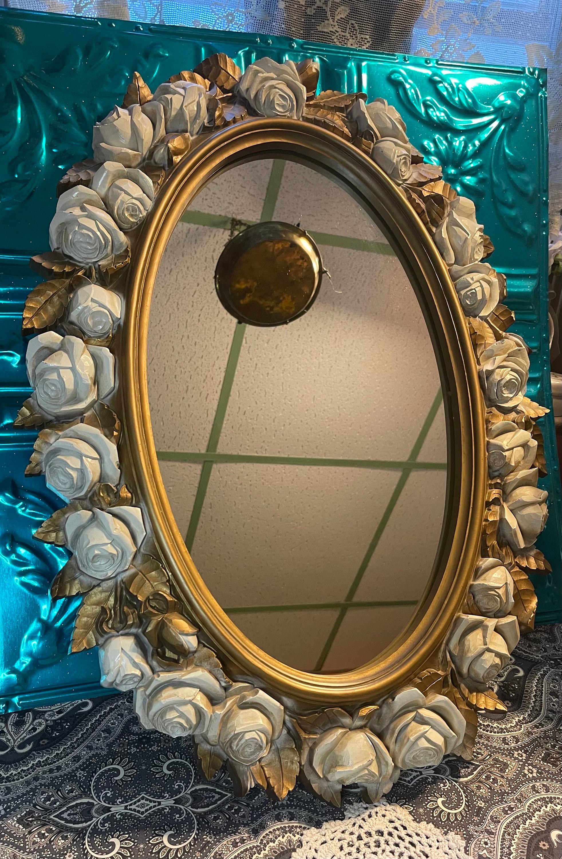 Vintage Large Heavy Ornate Rose Plastic Mirror - Etsy