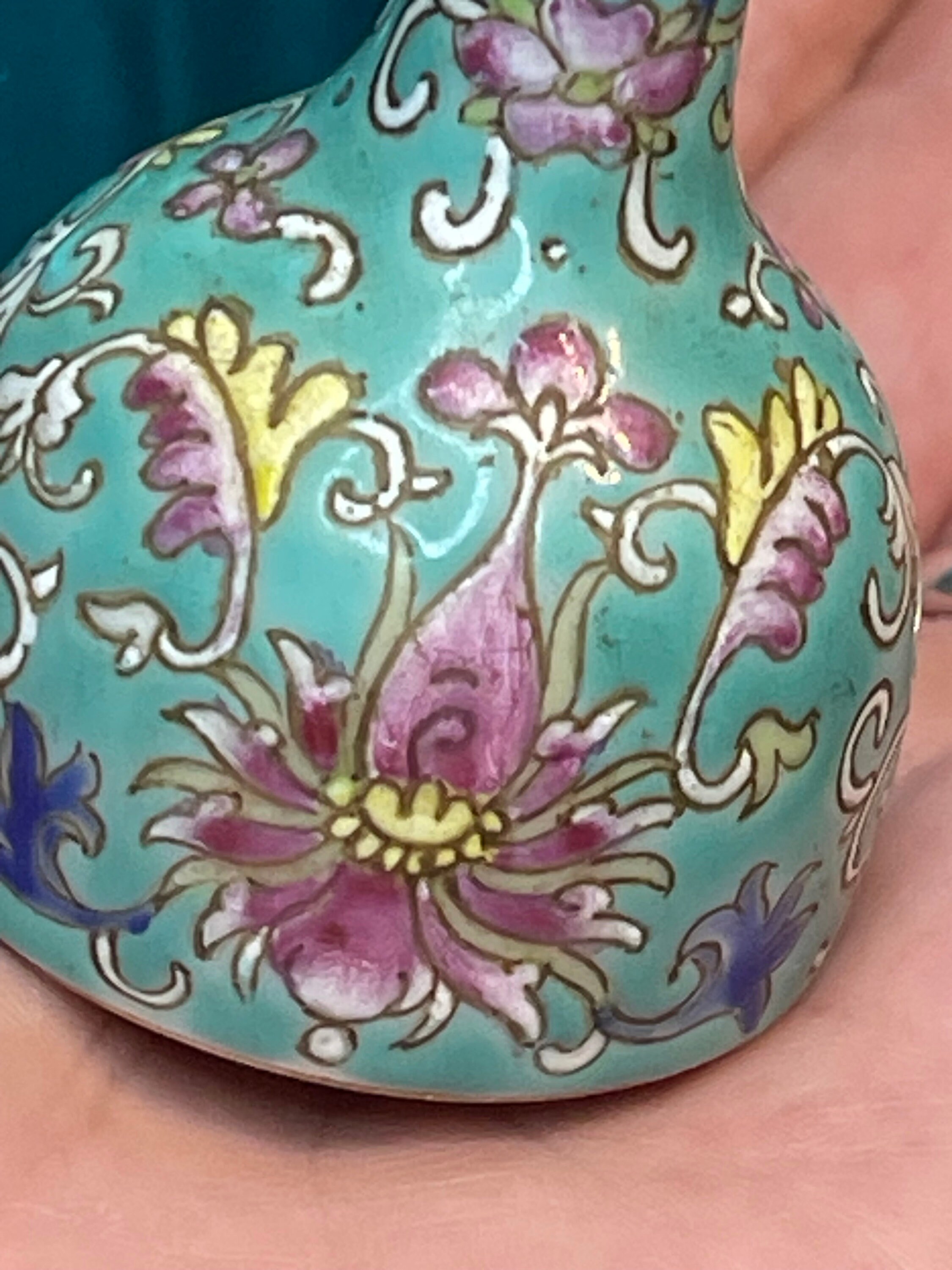 Antique or Vintage Miniature Chinese Porcelain Vase - Floral