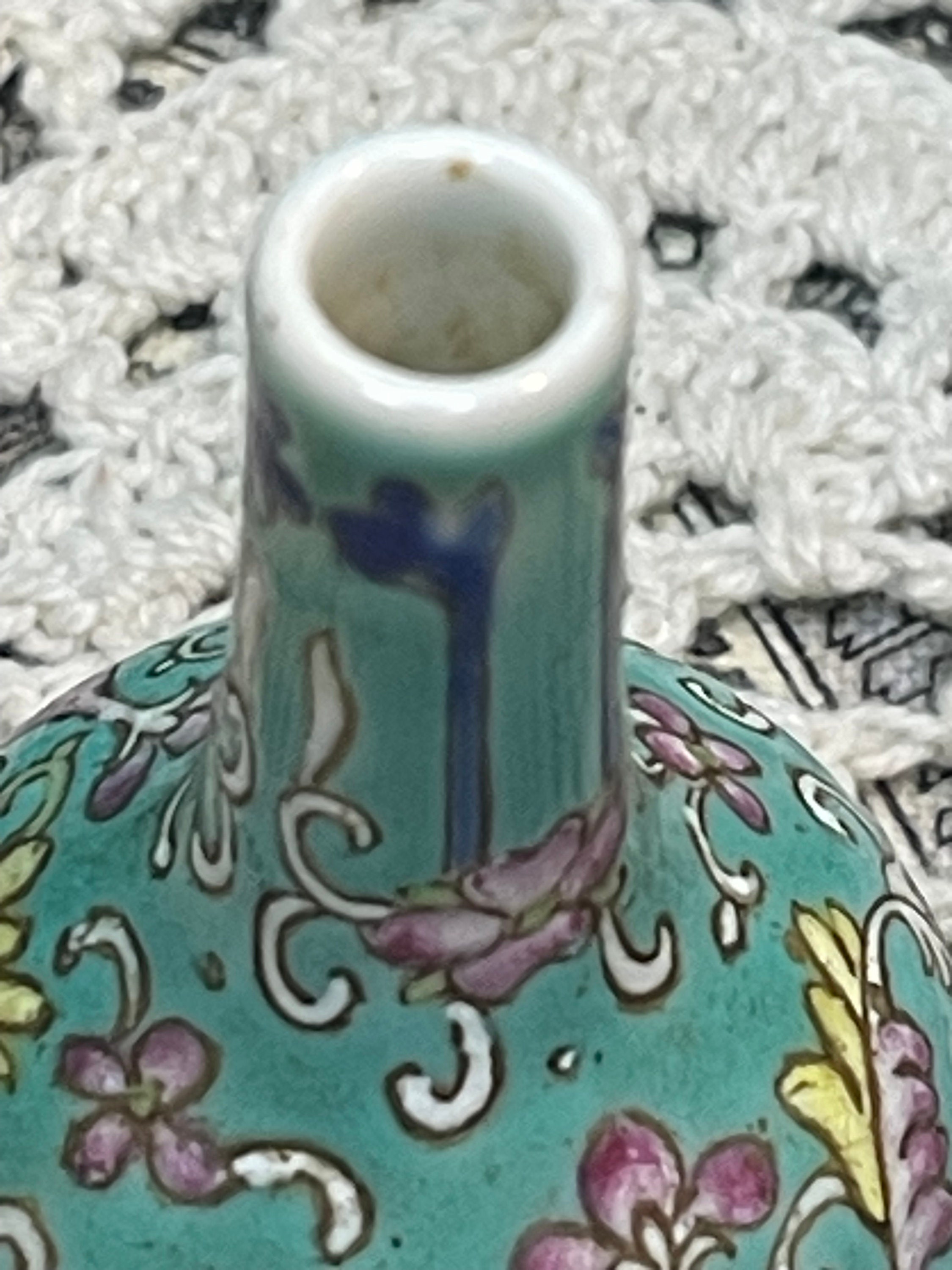 Antique or Vintage Miniature Chinese Porcelain Vase - Floral
