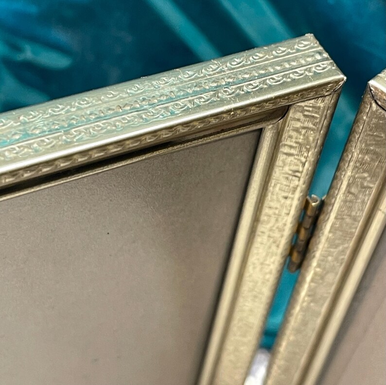 Vintage Metal Photo Frame Hinged Bi Fold Double Frame - Slide in Frame ...