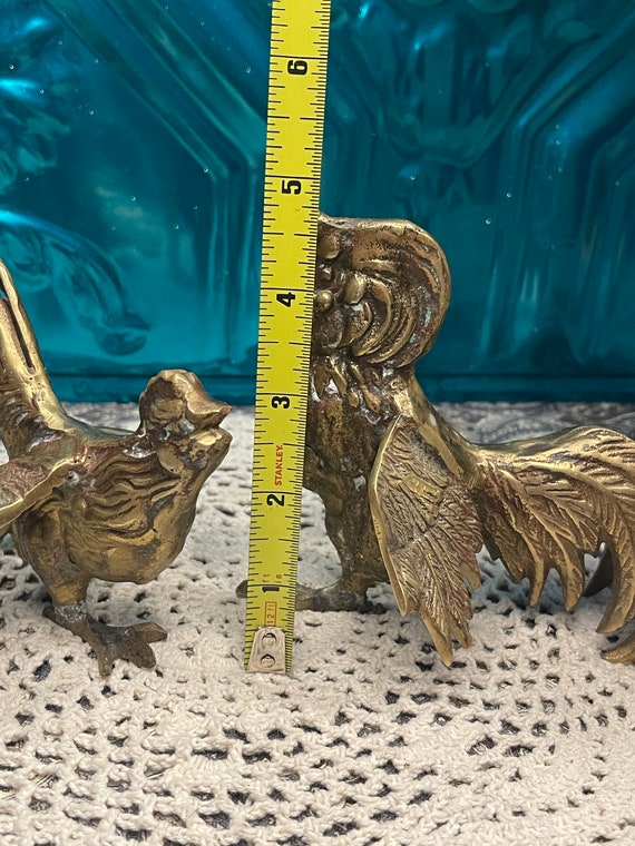 Vintage Small Brass Roosters - Set of 2 - Clearly Showing Their