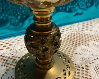 Vintage ornate gold colored metal sphere holder - bowl holder - candle holder-Sphere not included