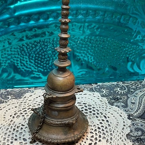 Vintage unique heavy ornate brass   inkwell - aged