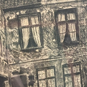 Antique- Vintage signed numbered print-etching in filigree metal frame - aged bild 6