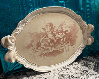 Vintage plastic cherub tray - bow handles - Florence Italy