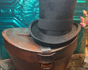 Wooden Top Hat Case Antique Victorian Felt Top Hat Made In London