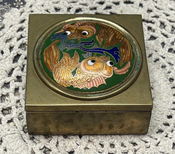 cliosonne fish boxes Cloisonne Box Seahorse Fire & Ice Cloisonne Enamel Dolphin Tropical Fish