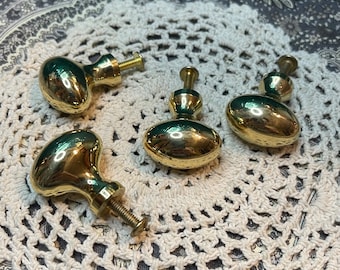 Vintage heavy brass drawer or cabinet knobs lot of 4 with screws