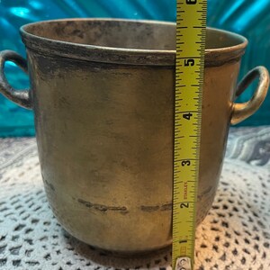 Antique or vintage brass and silver tone epn plated pot planter aged image 3