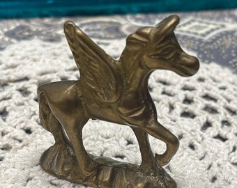 Vintage Manon 1984 Gold Tone & Clear Crystal Miniature Pegasus
