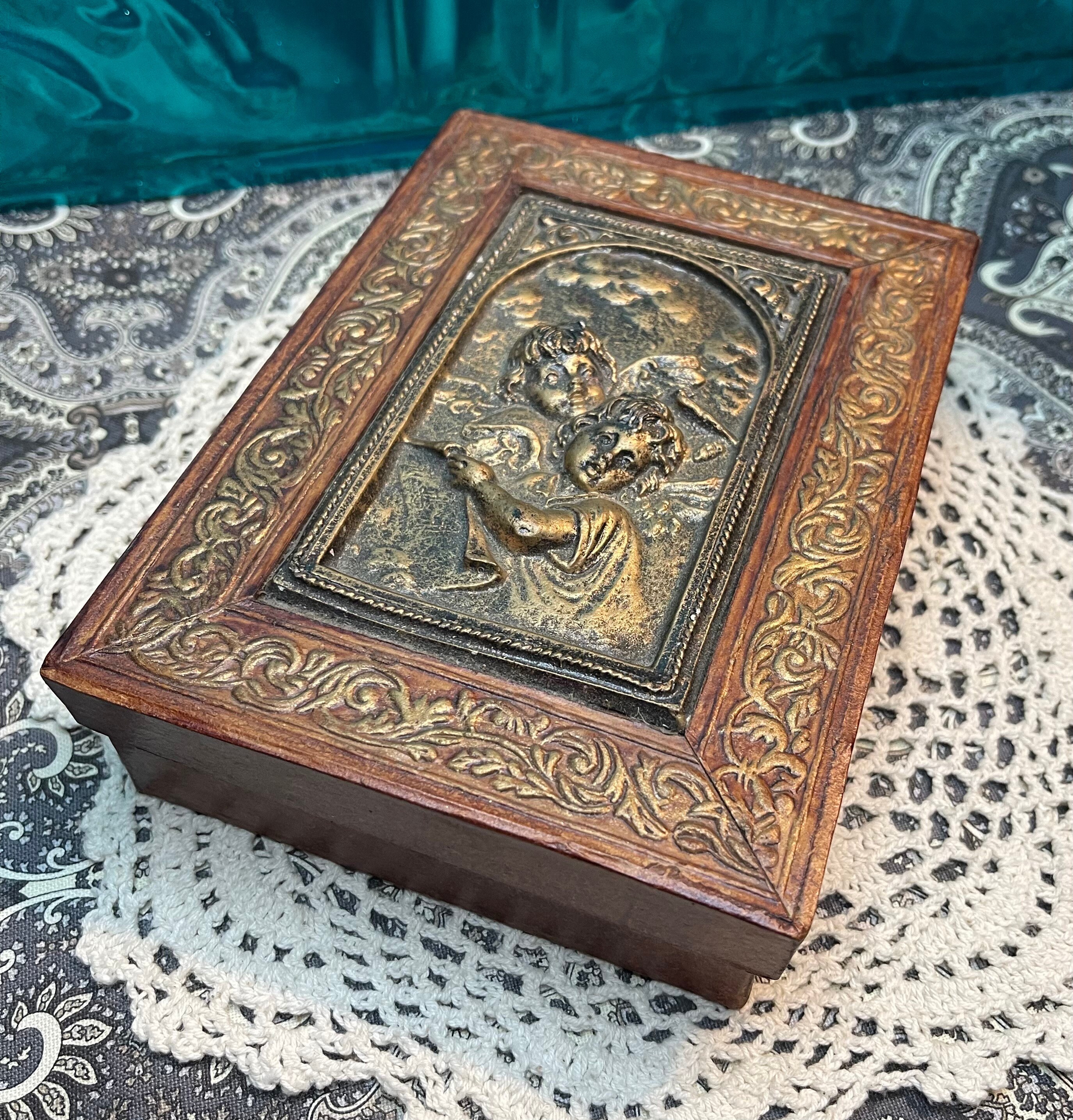 Vintage Thin Cardboard Box With Embossed Cherub Design - Etsy