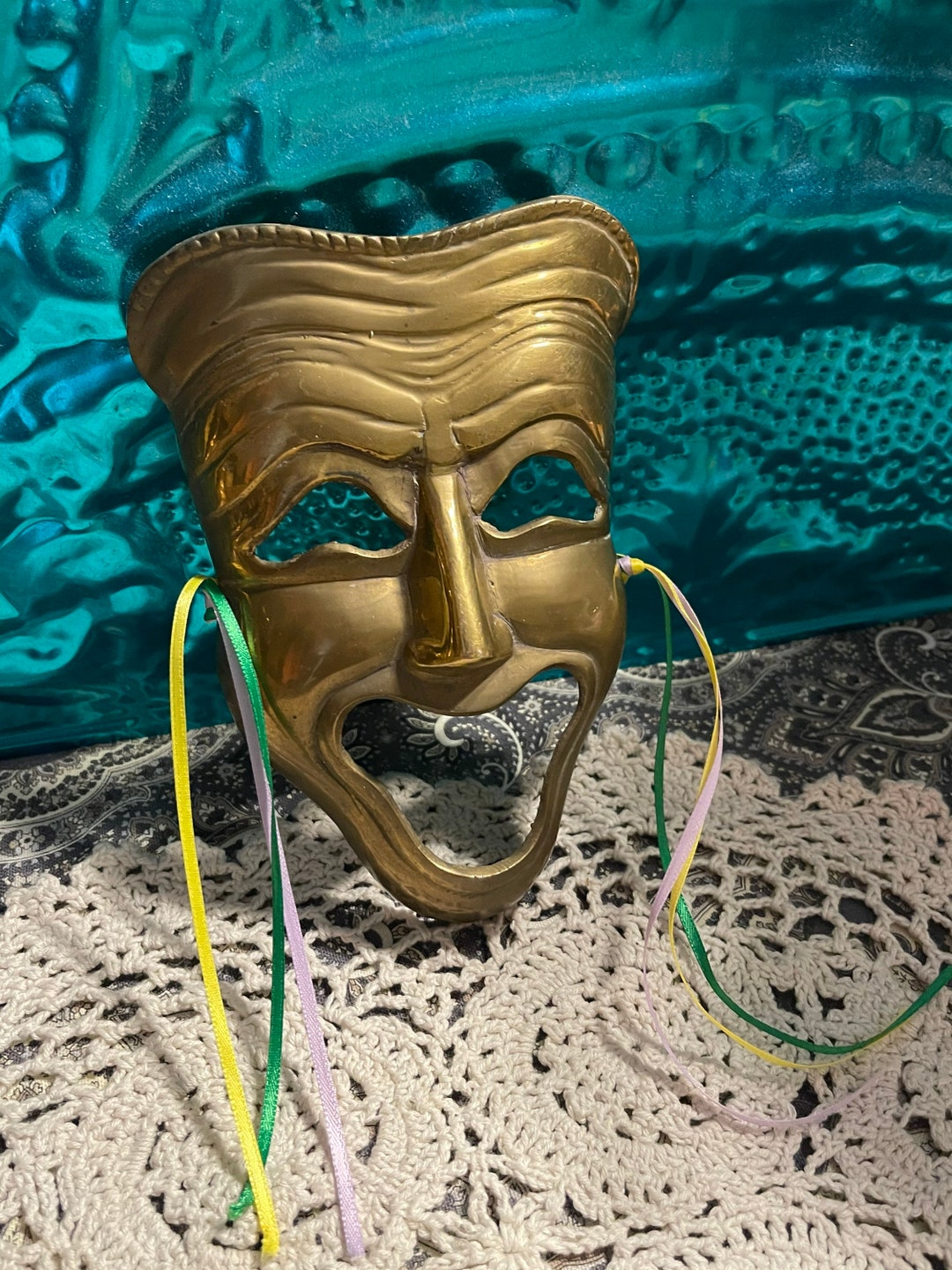 Masld Ribbon Vintage Brass Mask - Ribbons - Wall Decor - Etsy