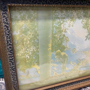 Antique ornate wood framed print or lithograph of mystical painting- aged frame image 2