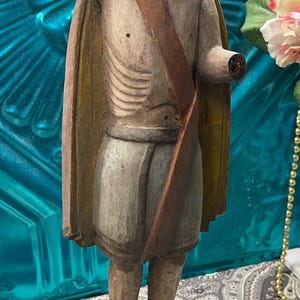 Antique or vintage wood carved Jesus or  santos religious statue - aged - wear - no hands