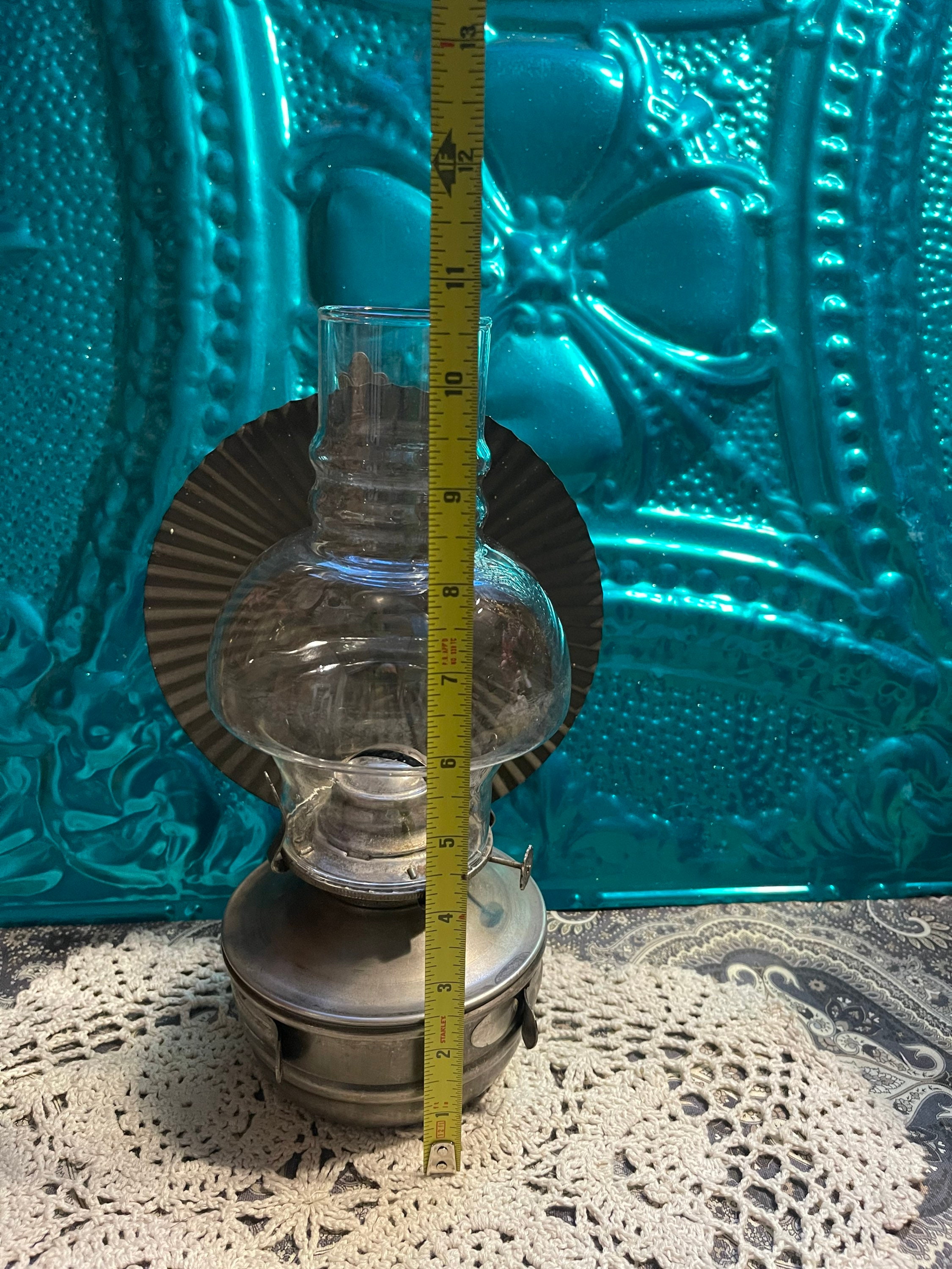 Vintage or Antique Metal Oil- Kerosene Lamp With Reflector