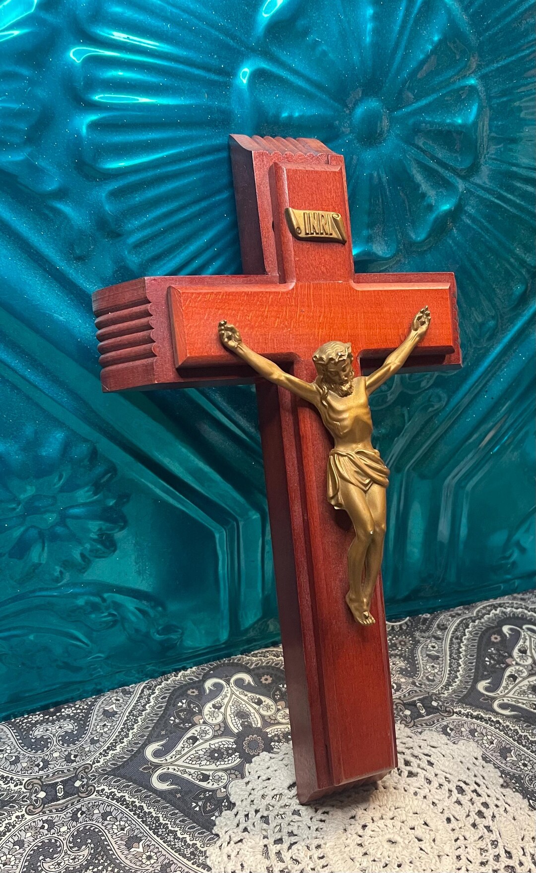 Vintage Wood and Plastic Jesus Last Rites sick Call Crucifix With Holy ...