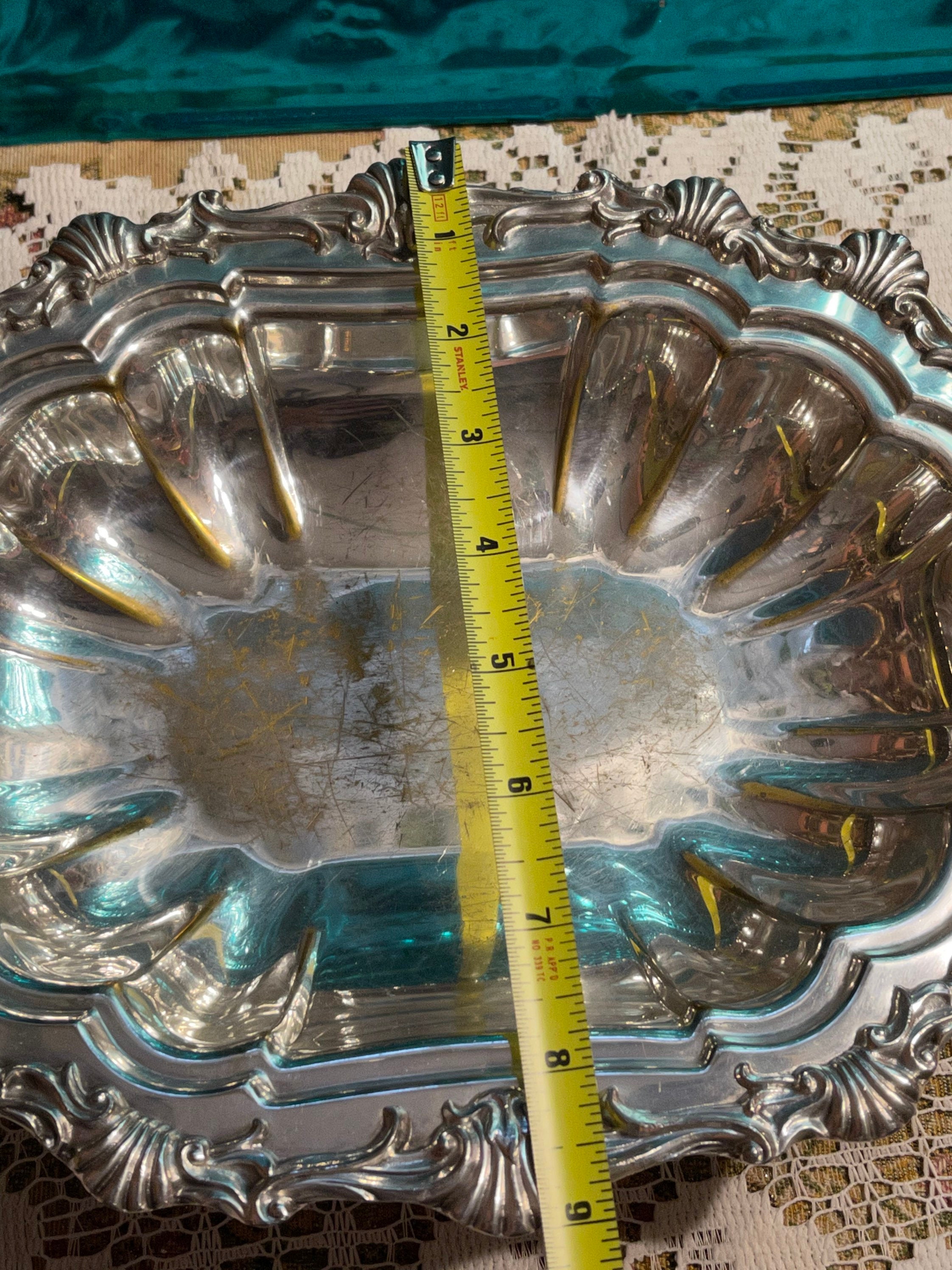 Vintage HS Silver on Copper Ornate Footed Dish - Bowl - Clearly