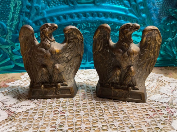 Vintage 1965 Hollow Heavy Cast Metal Eagle Bookends - 1776 - Etsy