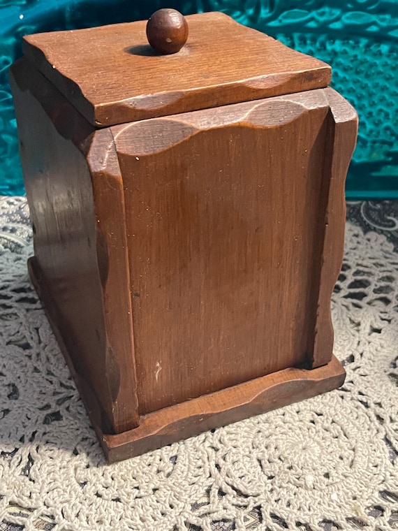 Vintage Small Rustic Slanted Wood Box - Metal Eagle Detail