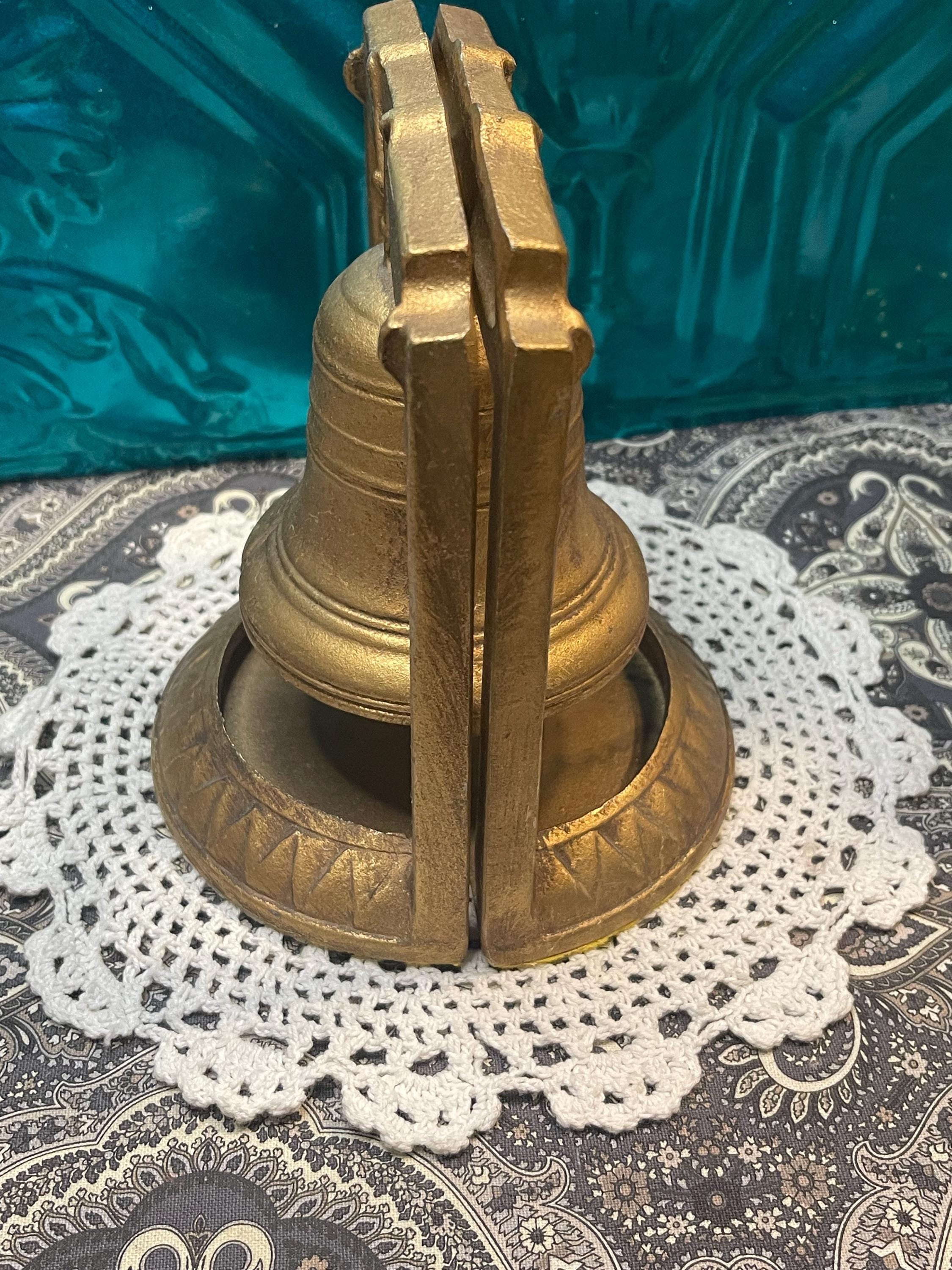 アンティーク雑貨 LibertyBell Bookend&Ornament atlast&co. Vintage Gold Tone Cast Metal Liberty Bell Bookends- Non Functional