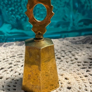 Vintage small hexagon brass bell - dinner bell- ceremonial bell - decor