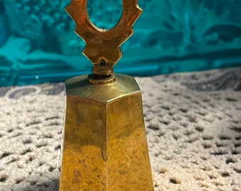 Vintage small hexagon brass bell - dinner bell- ceremonial bell - decor