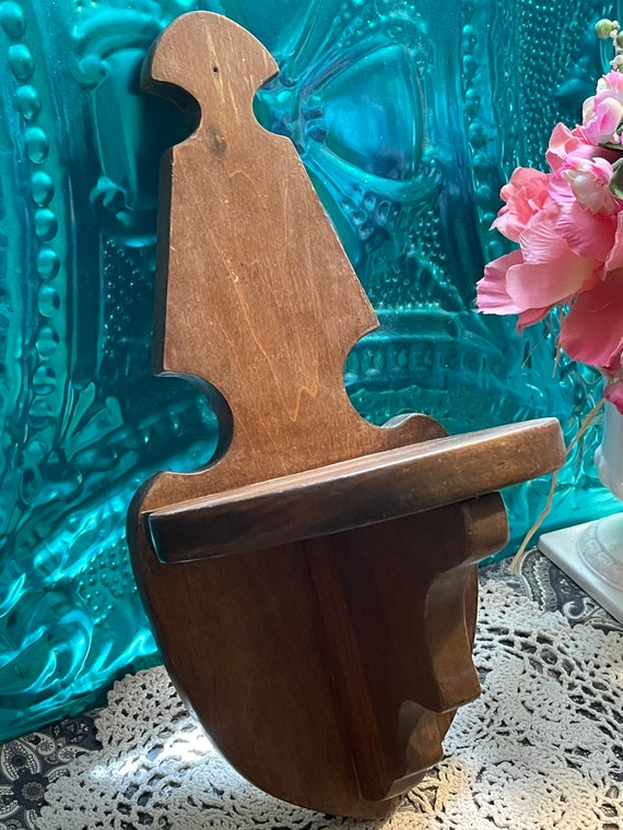 Vintage Rustic Sturdy Walnut Wood Wall Shelf Statue Display Etsy