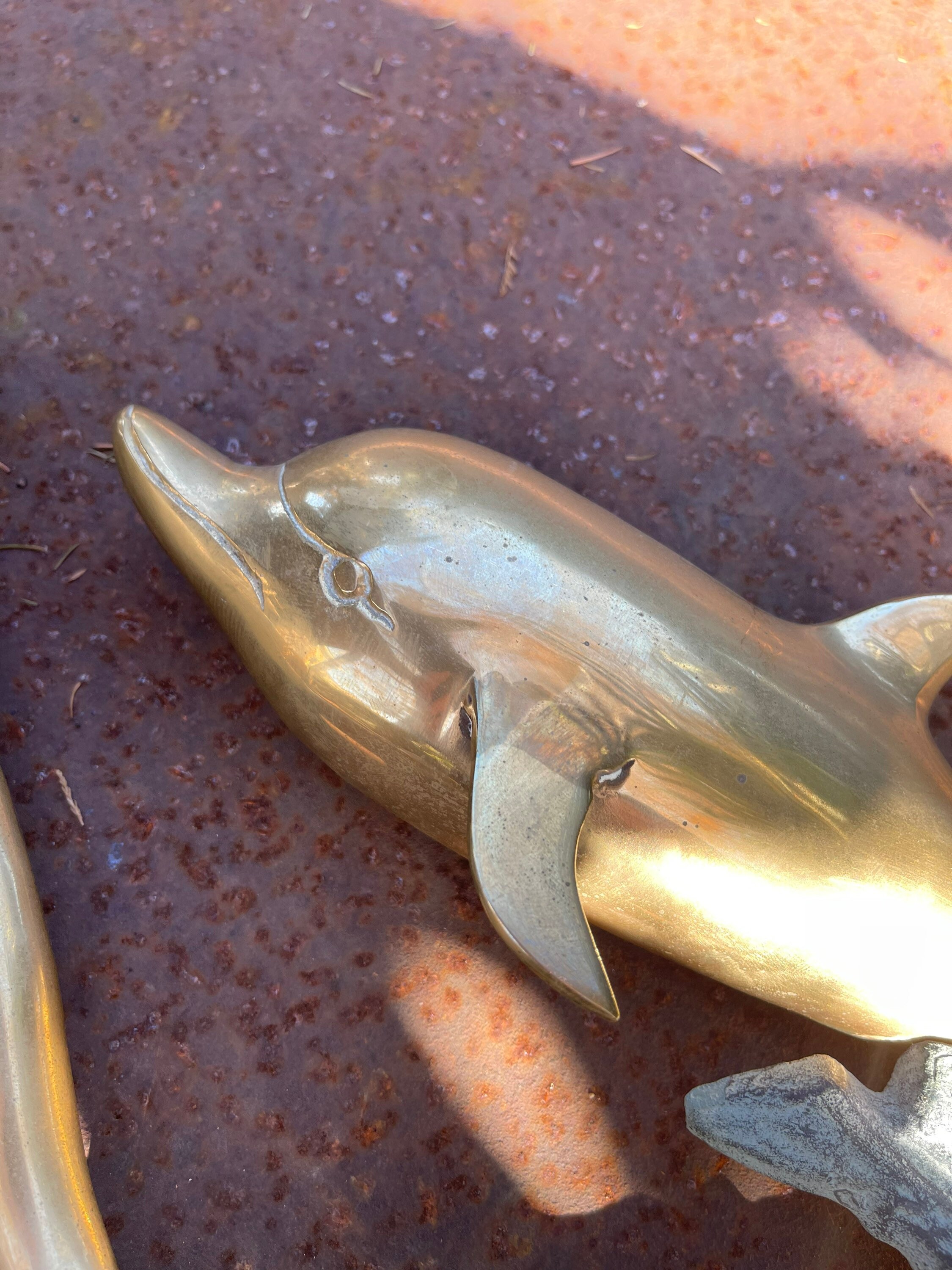 Vintage Large Brass Dolphin Wall Sculpture Etsy