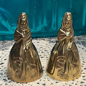 Vintage Victorian style lady brass bells- set of 2